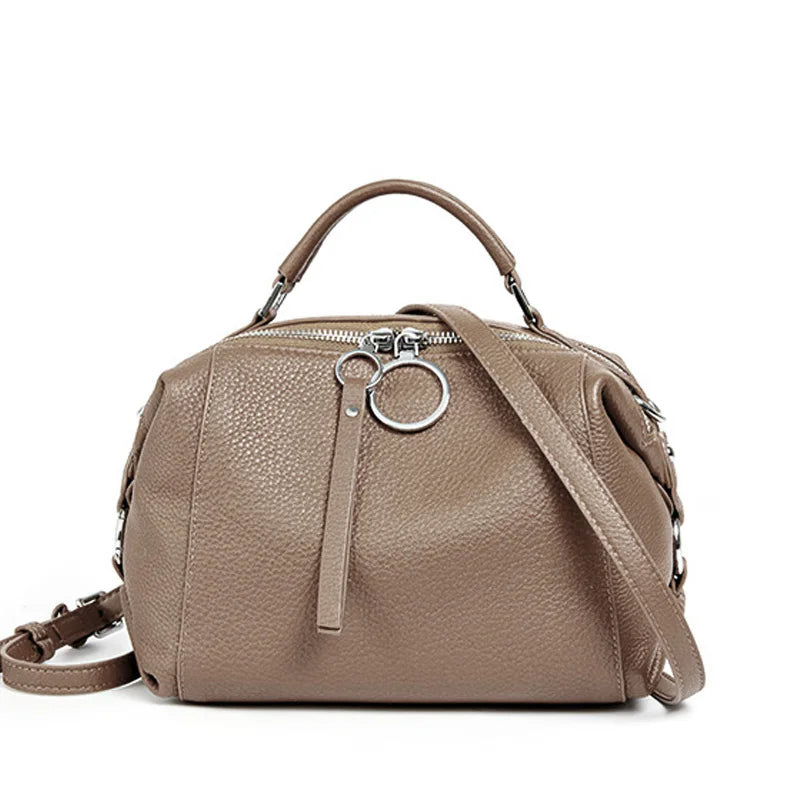 Women'S Handbag Genuine Leather Cowhide Cross Body Bags Ladies Shoulder Top Handle Satchel Trendy 2025 Boston Bags Shopper