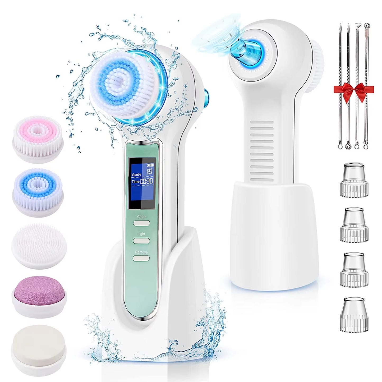 Blackhead Remover Vacuum with Electric Facial Cleansing Brush Rechargeable Face Spin Brush Facial Pore Cleanser Skincare Machine