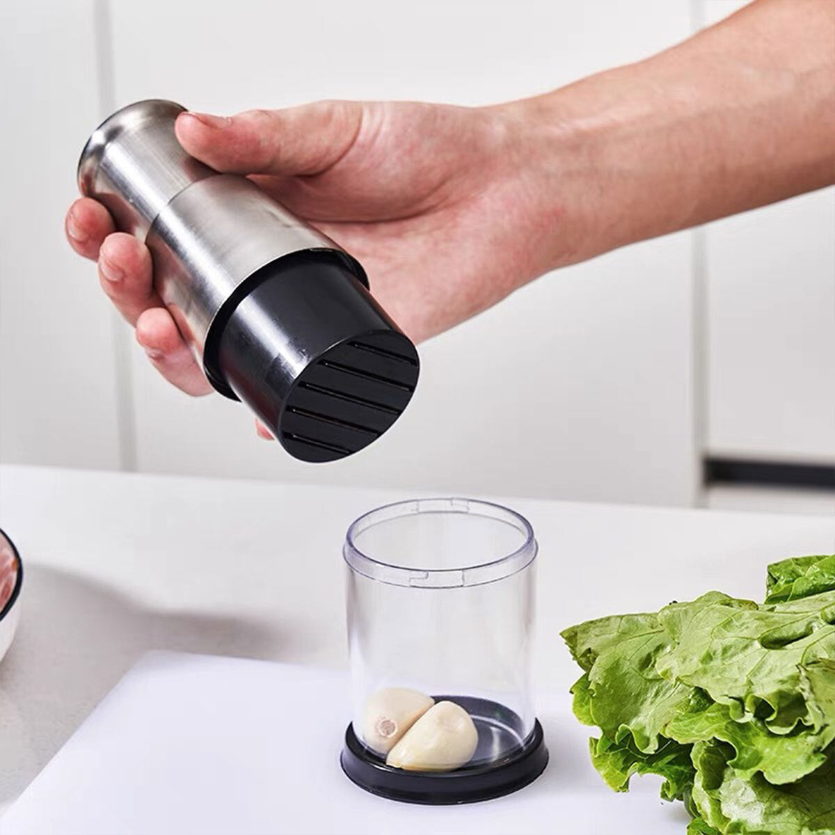 304 Stainless Steel Manual Garlic Press Crusher Mincer Heavy Duty Kitchen Tool