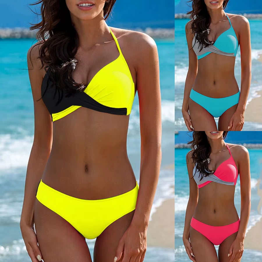 Sexy Bikini Push up Swimwear Women Brazilain Biquinis Feminino 2021 Mujer Swimsuit Tanga Swimming Bathing Suit 2 Piece Set Mujer