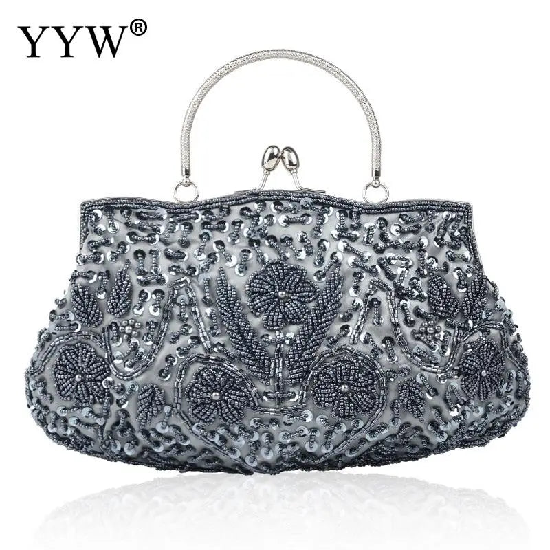 Women Clutch Bags Ladies Beads Evening Bags Wedding Party Bridal Embroidered Handbag Women Solid Retro Small Totes Mini Wallets