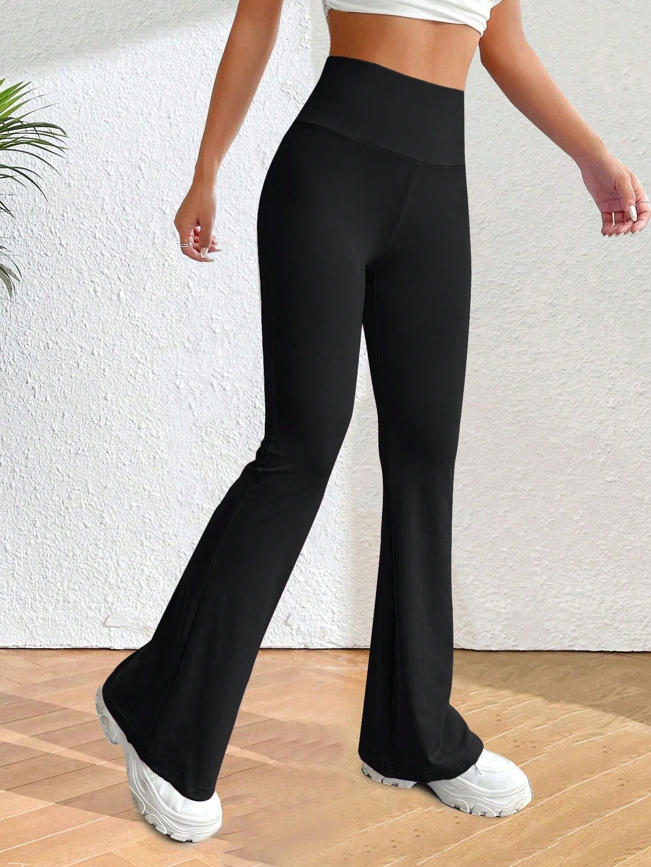 INAWLY Solva Solid Flare Leg Pants Fall Cloth for Women