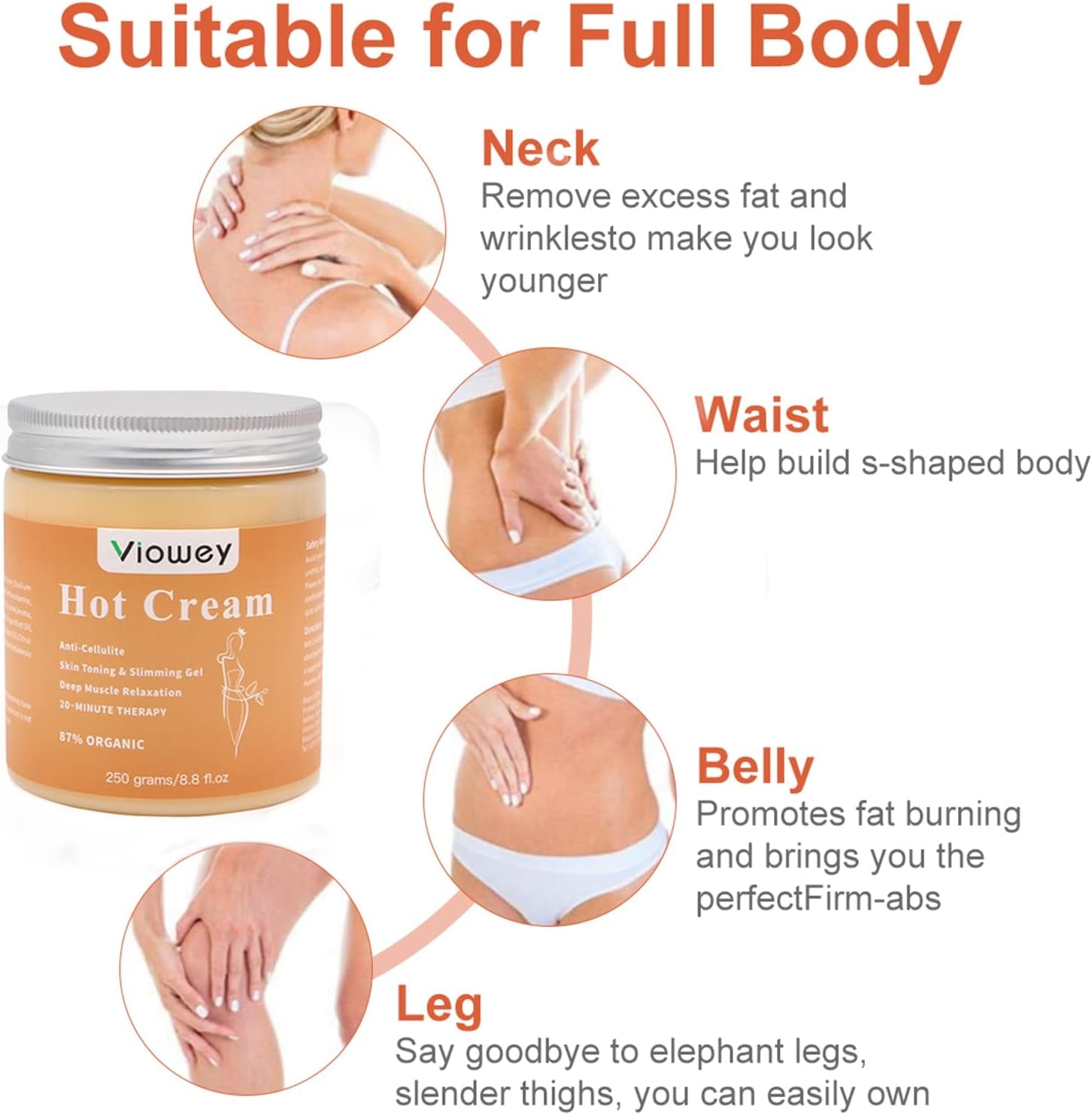 Hot Massage Cream, Cellulite Hot Cream, Body Slimming Firming Fat Burner for Tightening Skin Weight Loss Body Shaper, 8.8 Ounce