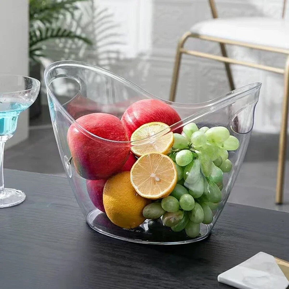 2Pcs Transparent 3.5L Ice Bucket Large Capacity Wine Beer Picnic Cooler Basket