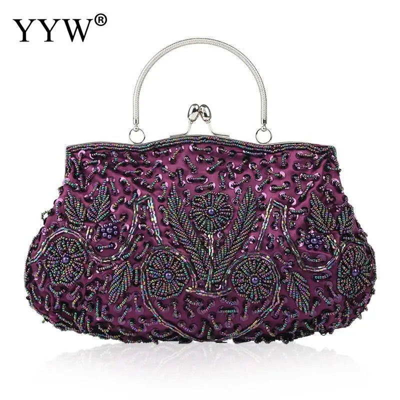 Women Clutch Bags Ladies Beads Evening Bags Wedding Party Bridal Embroidered Handbag Women Solid Retro Small Totes Mini Wallets
