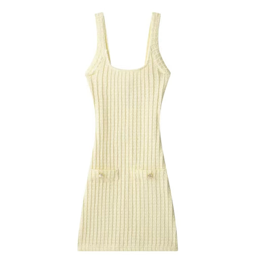 Yellow Mini Slip Dresses 2025 Women'S Spring Summer Elegant Backless Short Dresses Fashion Casual Y2K Party Dress Vestidos