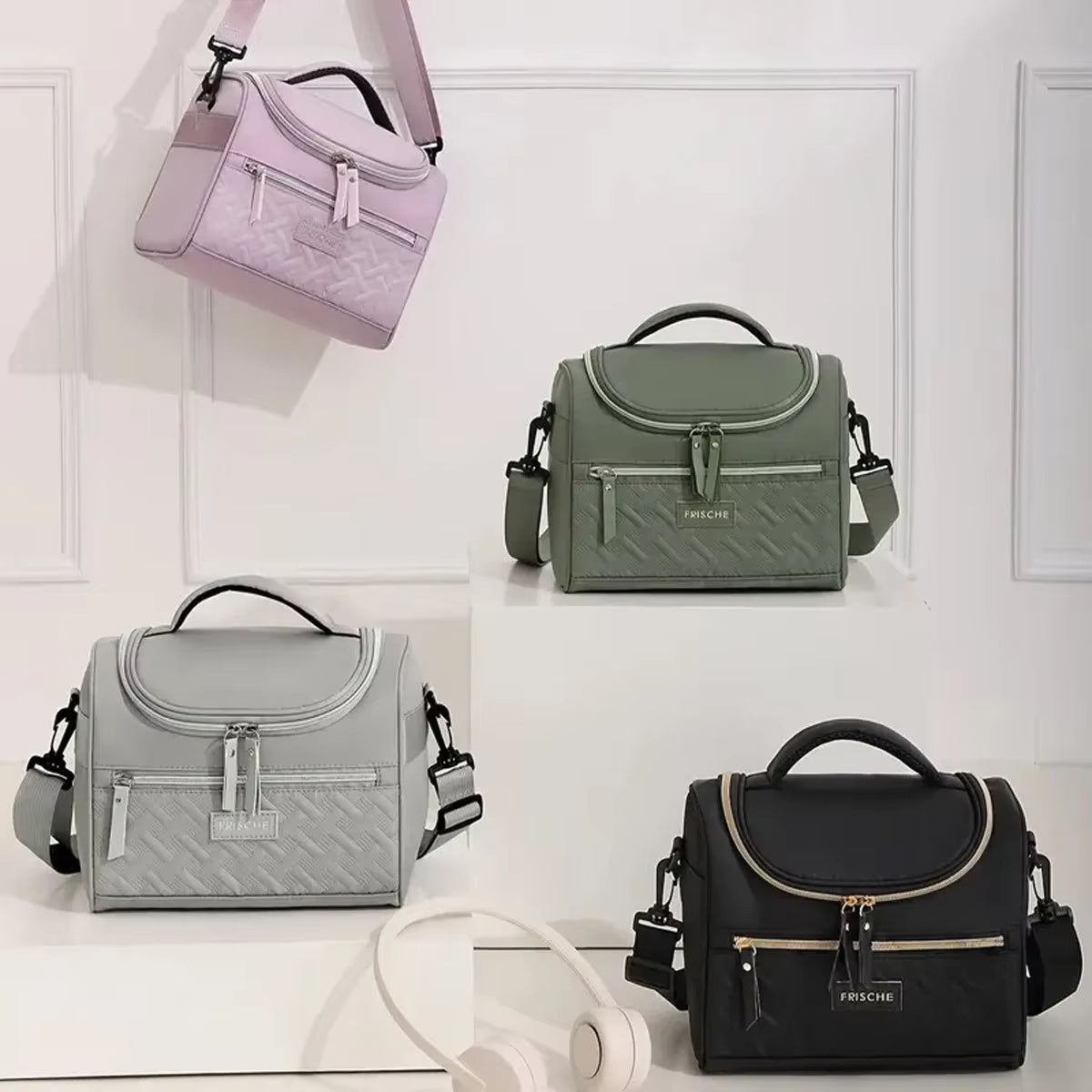 Portable Lunch Bag Food Thermal Box Durable Waterproof Office Cooler Lunch Box with Shoulder Strap Picnic Bag for Couples Unisex