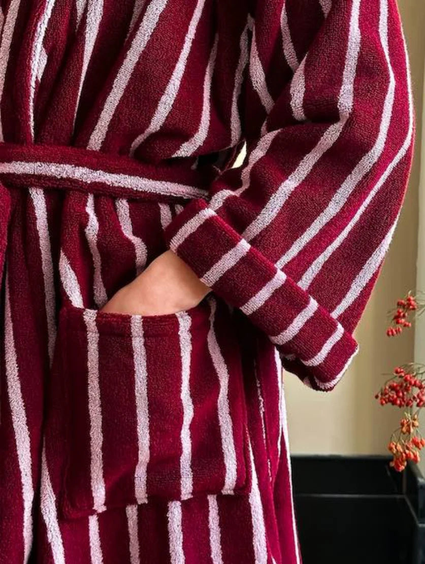 Ultra Soft Retro Stripe Bathrobe - 100% Organic Long-Stapled Cotton
