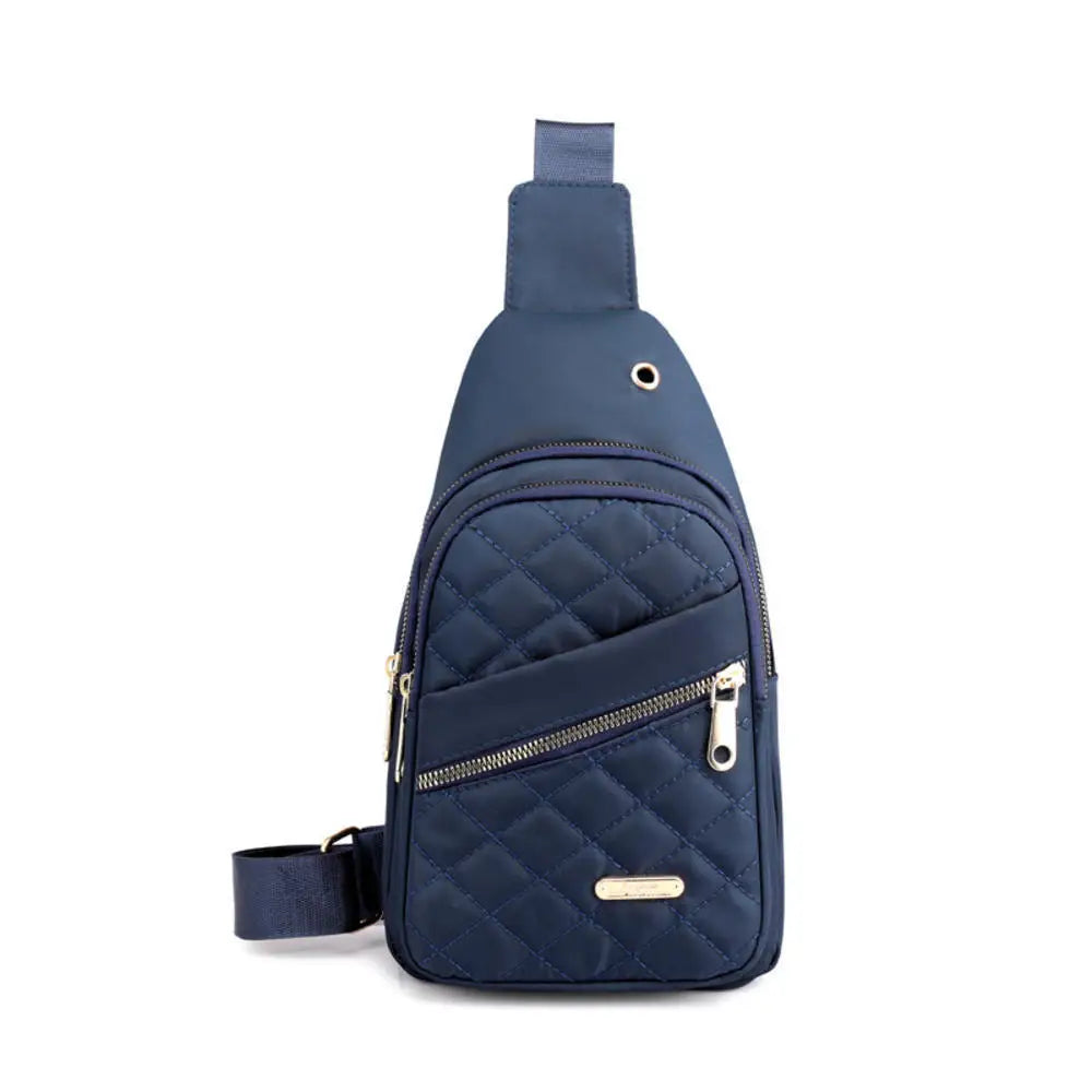 Women'S Embroidery Rhombus Chest Bag Multi-Layer Large-Capacity Single-Shoulder Diagonal Bag Casual Rhombus Chest Handbag 2024
