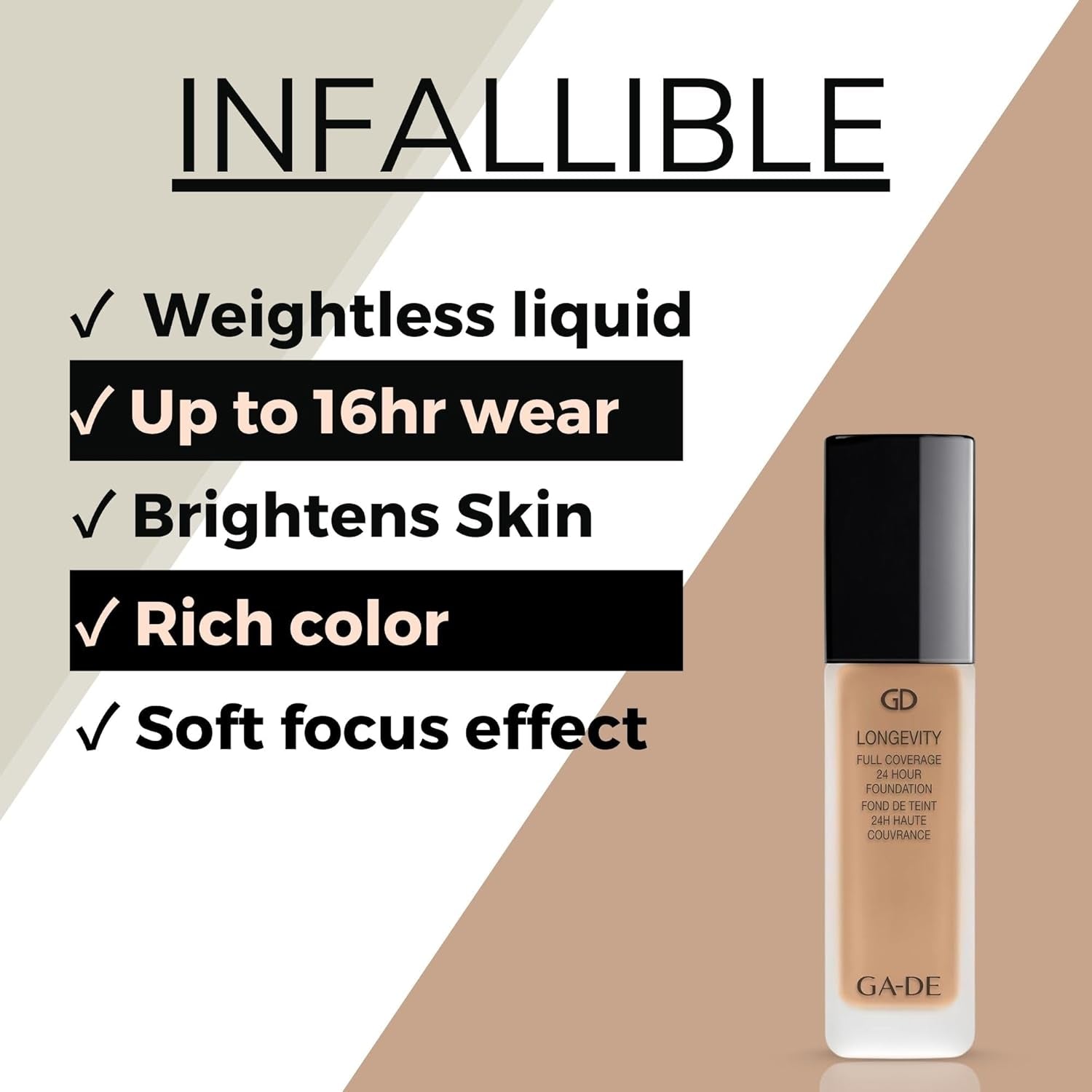 Longevity Full Coverage 24 Hour Foundation, 553 - Weightless, Ultra-Soft Cream Foundation, Face Makeup for Natural Matte Look - 1.01 Oz