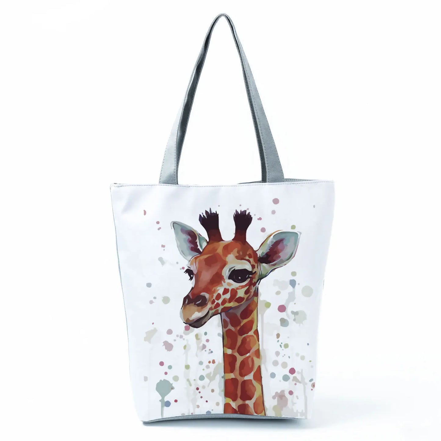 Giraffe Animal Printed Fashion Women Shoulder Bag Cartoon Eco Friendly Portable Shopping Handbags High Capacity Practical Tote