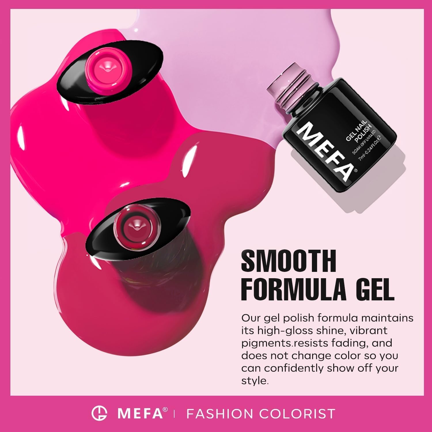 Pink Gel Nail Polish Set 6 Colors, Valentines Day Gifts Hot Pink Shades, Neon Light Bright Pink Magenta Electric Tones Craze Sakura Nail Art Design Salon at Home DIY Manicure Kit for Women Girls