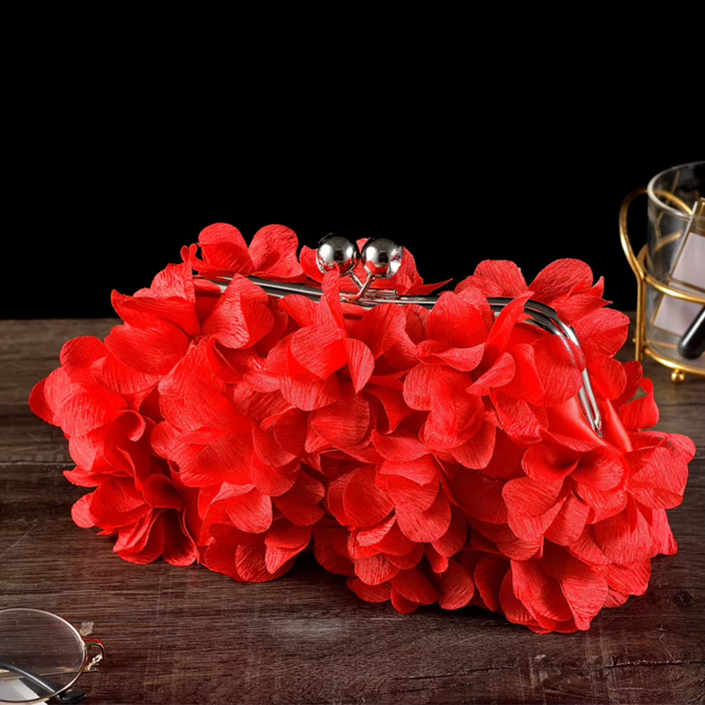 Fashion Flower Evening Clutch Purse Large Capacity Artificial Floral Dinner Bag Women'S Wedding Party Banquet Bag Chic Hobo Bags