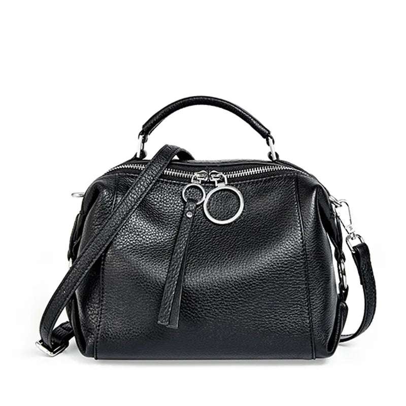 Women'S Handbag Genuine Leather Cowhide Cross Body Bags Ladies Shoulder Top Handle Satchel Trendy 2025 Boston Bags Shopper