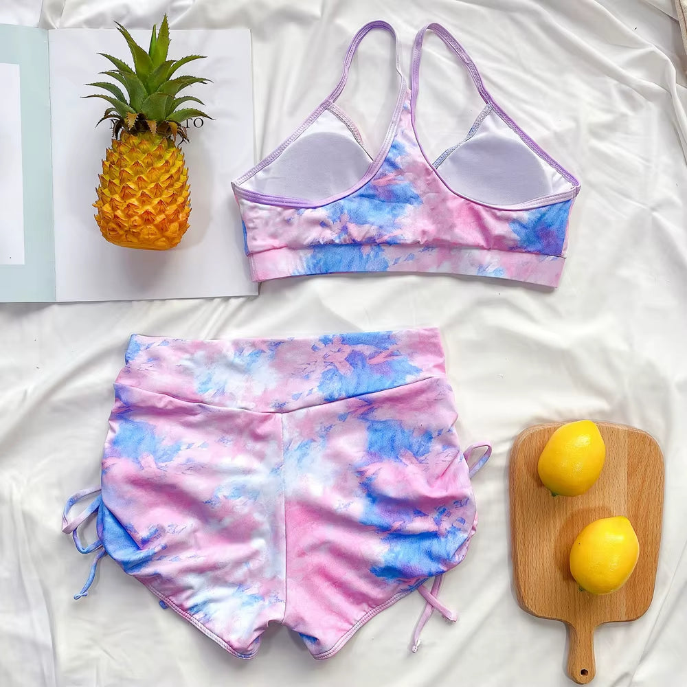New Women Seamless Yoga Set Fitness Sports Suits Gym Clothing Push up 2 Pieces Bra+Gym Short Pants Female Running Workout Pants