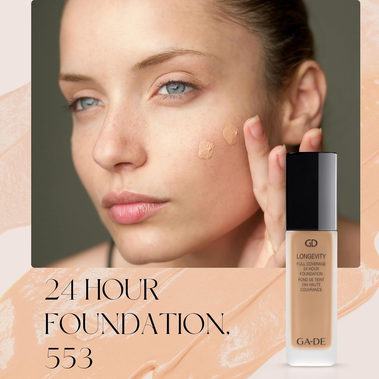 Longevity Full Coverage 24 Hour Foundation, 553 - Weightless, Ultra-Soft Cream Foundation, Face Makeup for Natural Matte Look - 1.01 Oz