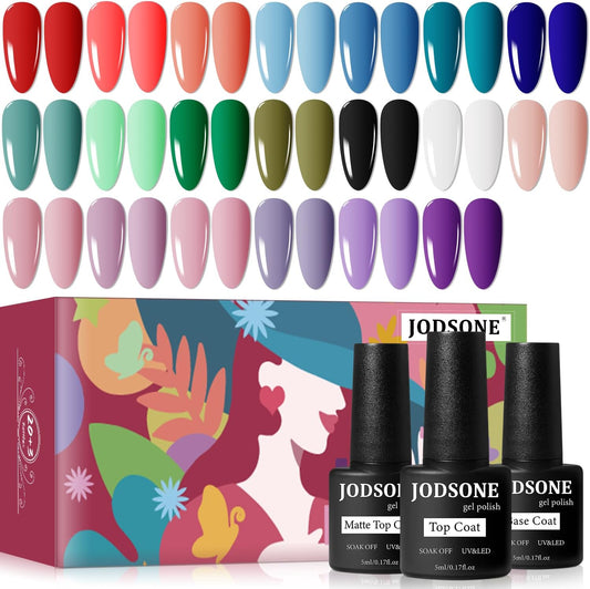 23 PCS Gel Nail Polish Set with Base Glossy and Matte Top Coat Multicolored Gel Nail Long Lasting Suitable for All Seasons…