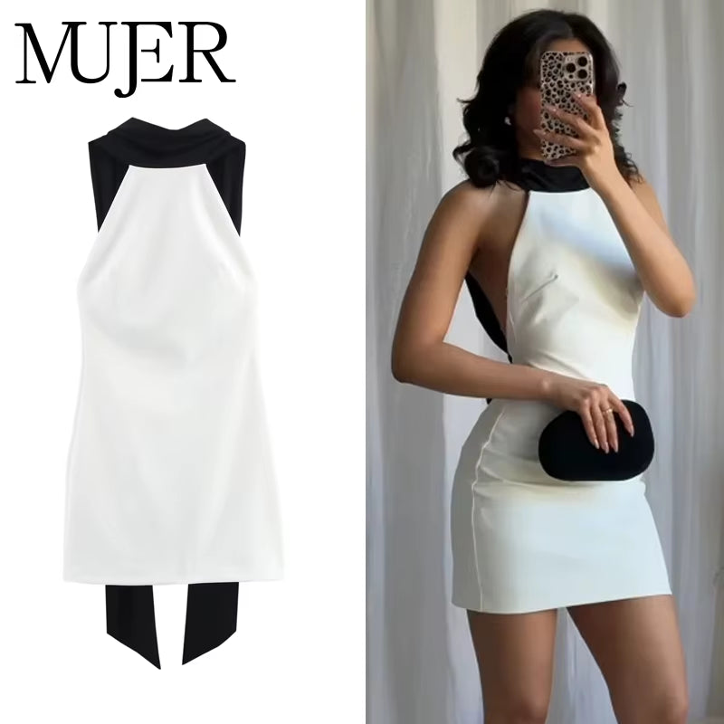 White Backless Short Dress Woman Halter Elegant Party Dresses for Women off Shoulder Mini Dress Women New in Dresses Woman