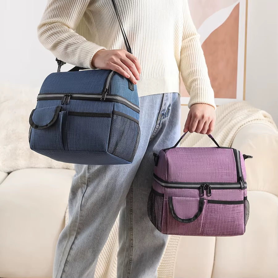 10L Portable Thermal Lunch Bag Food Box Durable Waterproof Office Cooler Lunch Box Ice Insulated Case Camping Oxford Dinner Bag