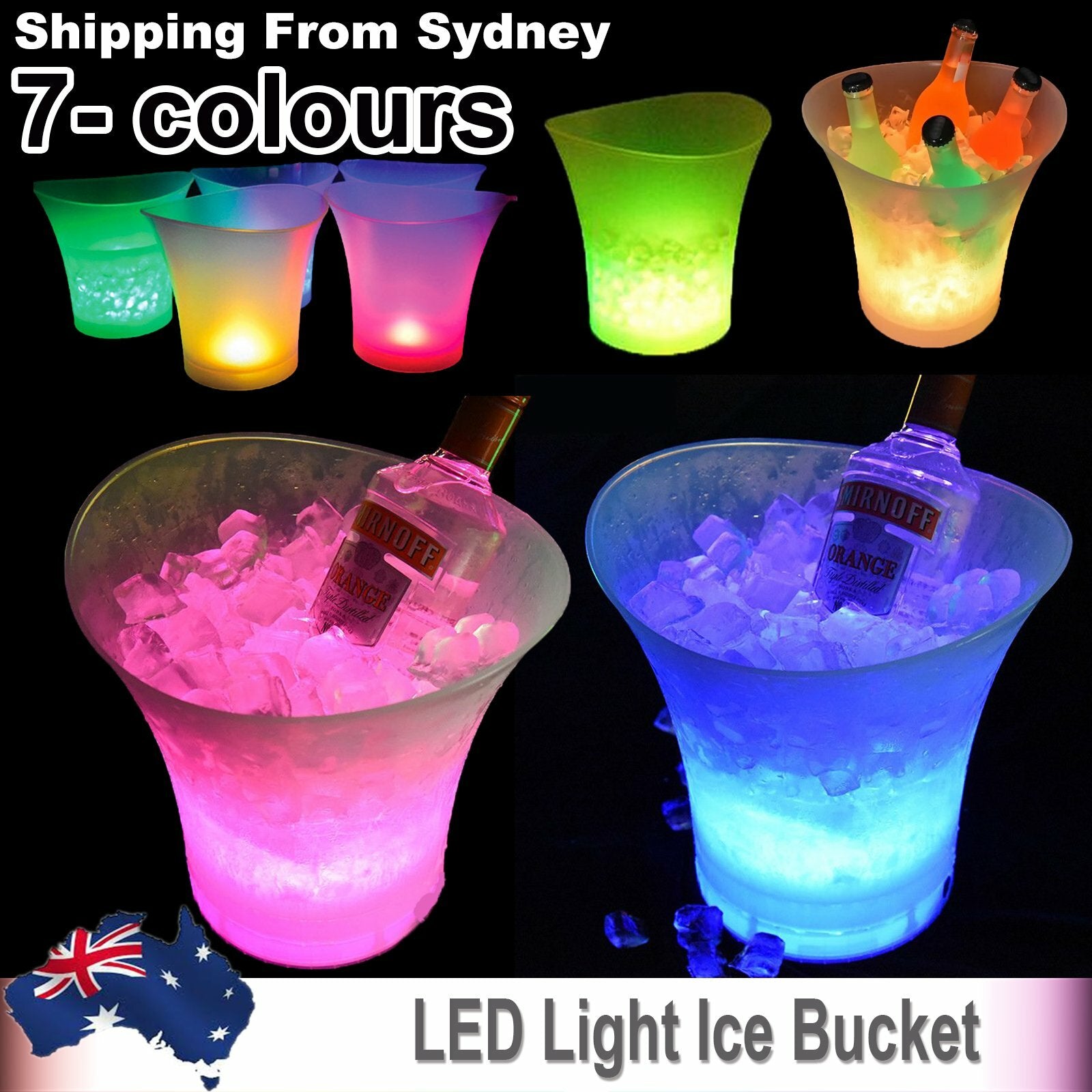5L LED Ice Bucket Wine Colour Changing Drink Cooler Retro Party Wedding Bar Club