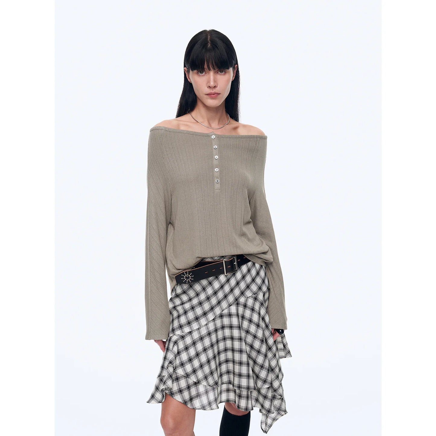 "Fashion Law" Casual One-Shoulder Raglan Sleeve T-Shirt Top