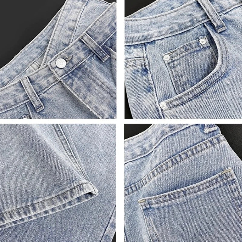 High Waist Jeans Women Loose Solid Mopping Simple Street Denim Trousers Girls Trendy Designed All-Match Young Lady Stylish Ins