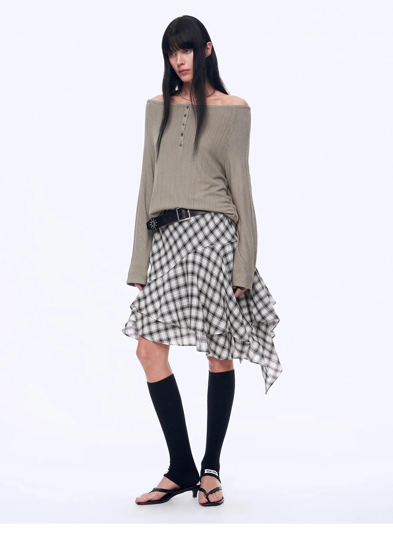 "Fashion Law" Casual One-Shoulder Raglan Sleeve T-Shirt Top