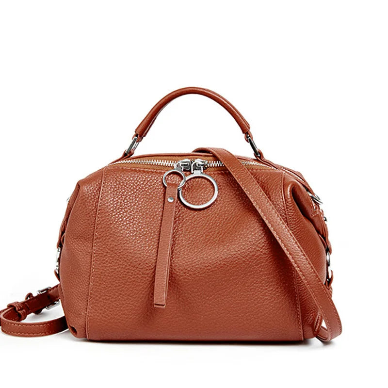 Women'S Handbag Genuine Leather Cowhide Cross Body Bags Ladies Shoulder Top Handle Satchel Trendy 2025 Boston Bags Shopper