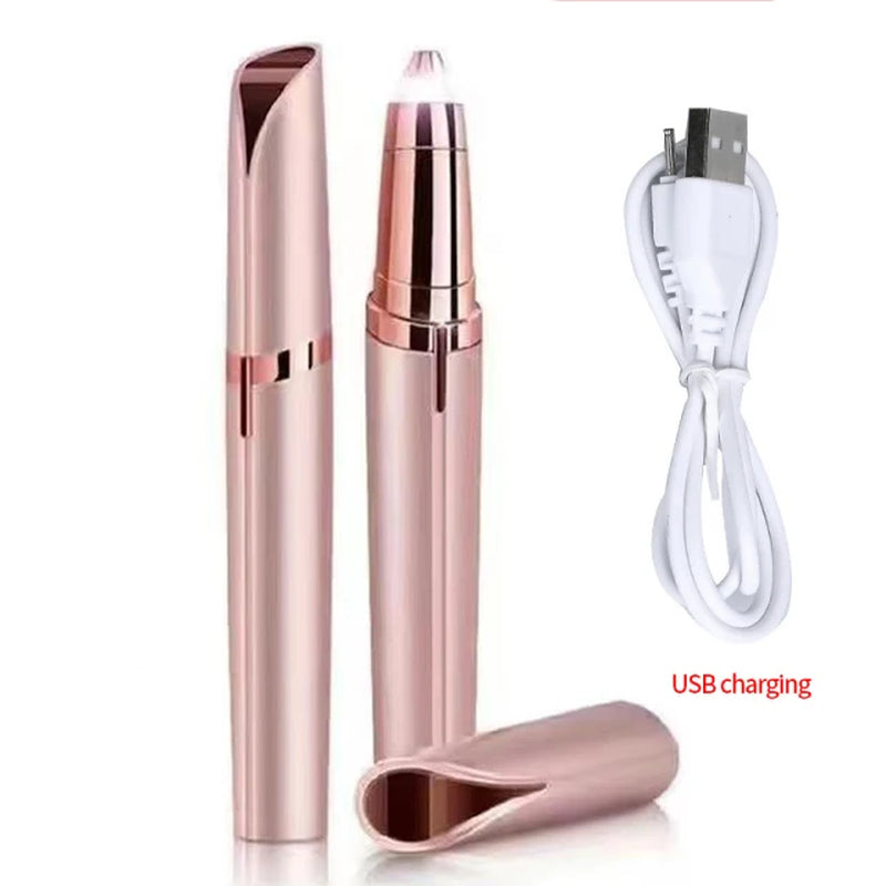 Electric Eyebrow Trimmer Mini Epilator Lipstick Facial Hair Removal Portable Women Painless Razor Tool