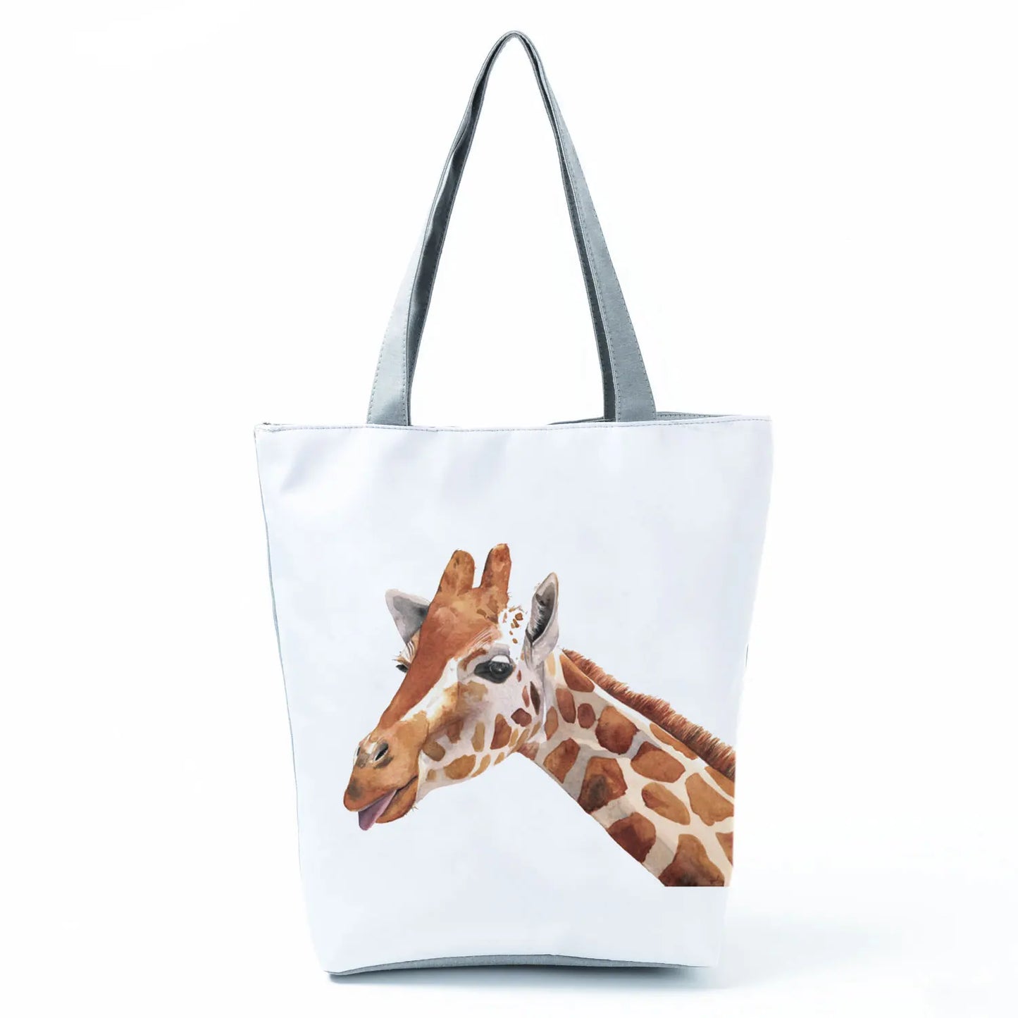 Giraffe Animal Printed Fashion Women Shoulder Bag Cartoon Eco Friendly Portable Shopping Handbags High Capacity Practical Tote