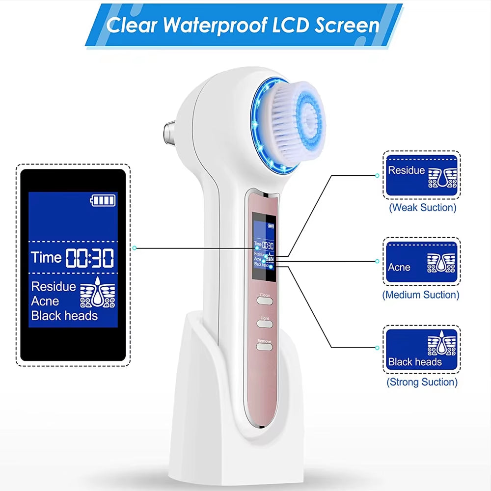 Blackhead Remover Vacuum with Electric Facial Cleansing Brush Rechargeable Face Spin Brush Facial Pore Cleanser Skincare Machine