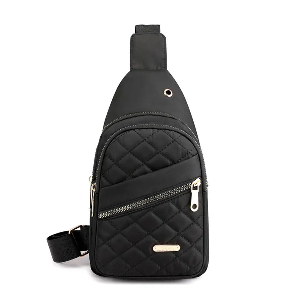 Women'S Embroidery Rhombus Chest Bag Multi-Layer Large-Capacity Single-Shoulder Diagonal Bag Casual Rhombus Chest Handbag 2024
