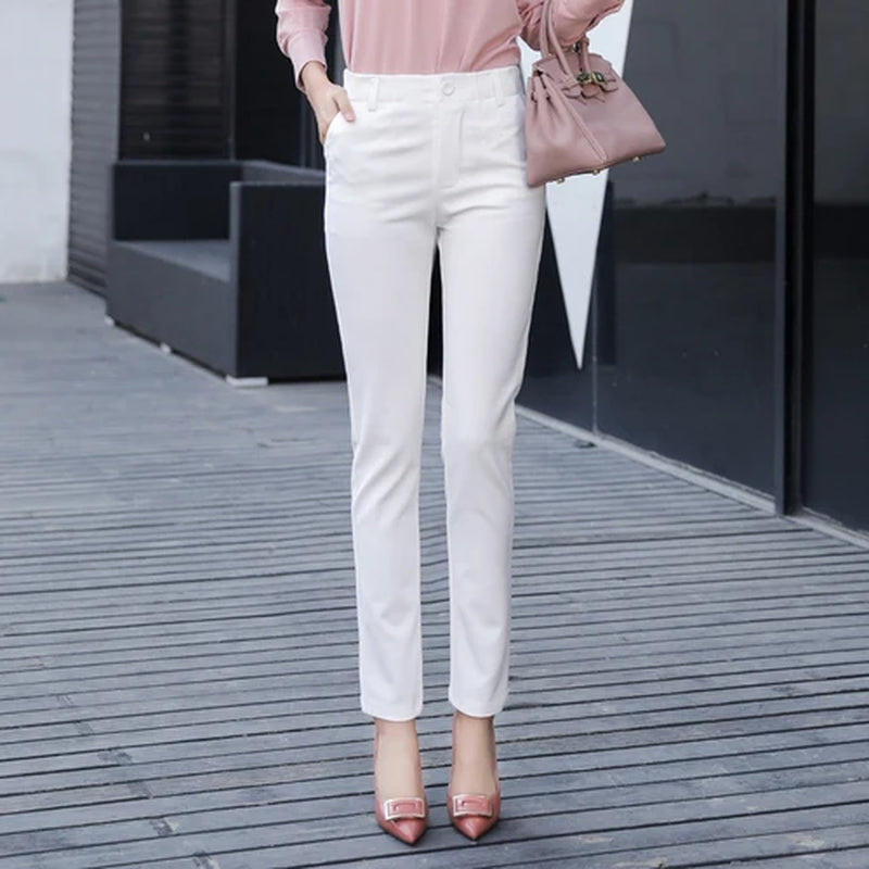 Pencil Pants Women 2020 Spring High Waist Female Formal Trousers Casual Pantalones Solid Workwear Stretchy Slim Woman Trousers