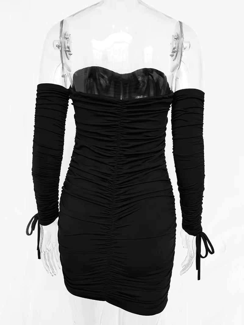 Women Autumn Winter Bandage Dress Women 2022 Sexy off Shoulder Long Sleeve Slim Elastic Bodycon Party Dresses Vestidos