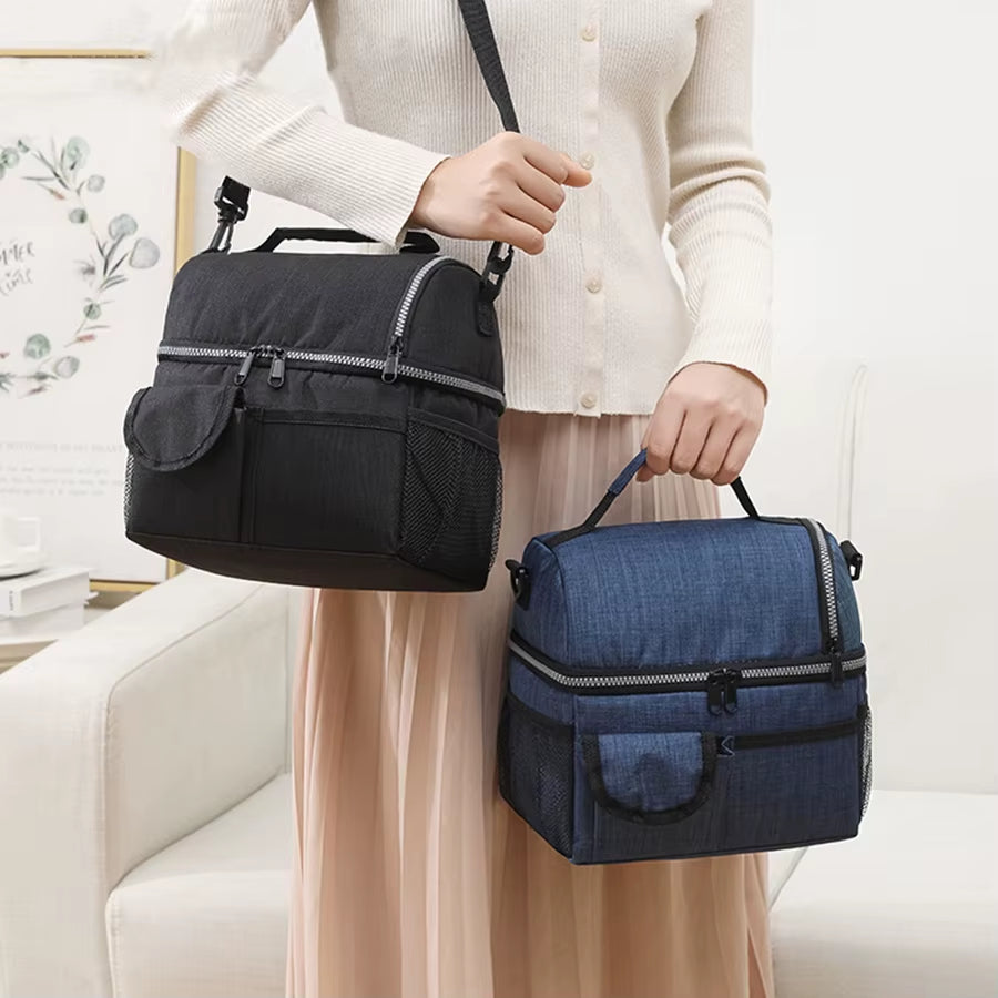 10L Portable Thermal Lunch Bag Food Box Durable Waterproof Office Cooler Lunch Box Ice Insulated Case Camping Oxford Dinner Bag