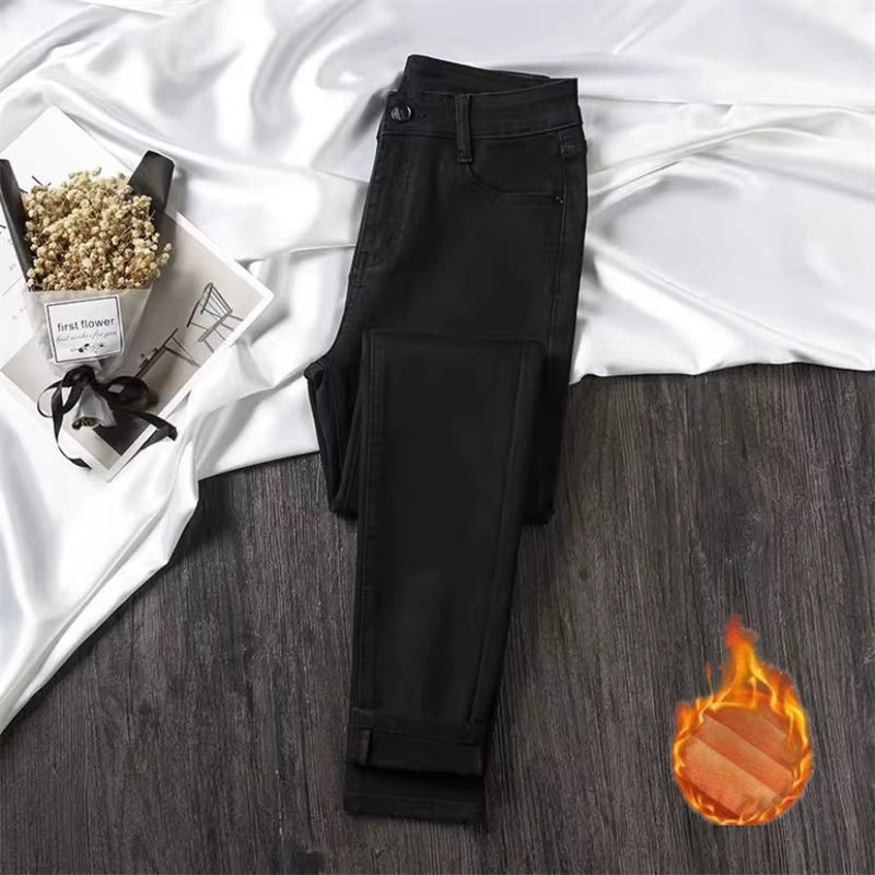 White Jeans Woman High Waist Jean Femme 2021 Spring Summer Autumn Wild Tight Elasticity Pencil Denim Pants Mom Jeans Mujer 364
