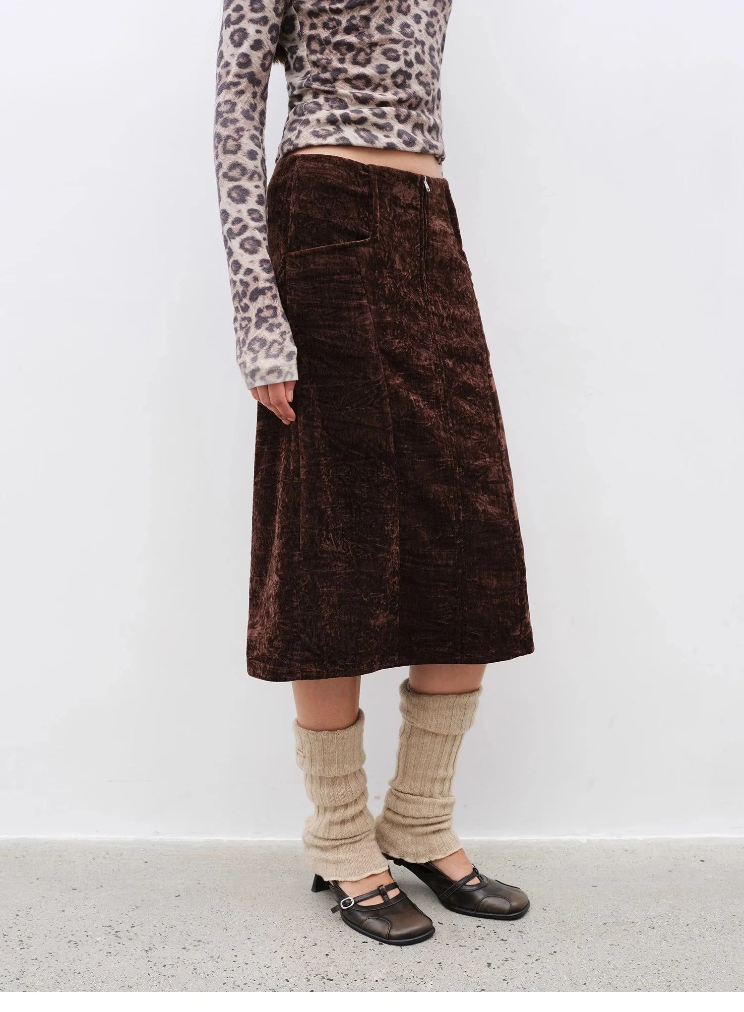 "Autumn Slumber" Unique Stylish Double-Sided Sherpa Textured Versatile Slimming Skirt
