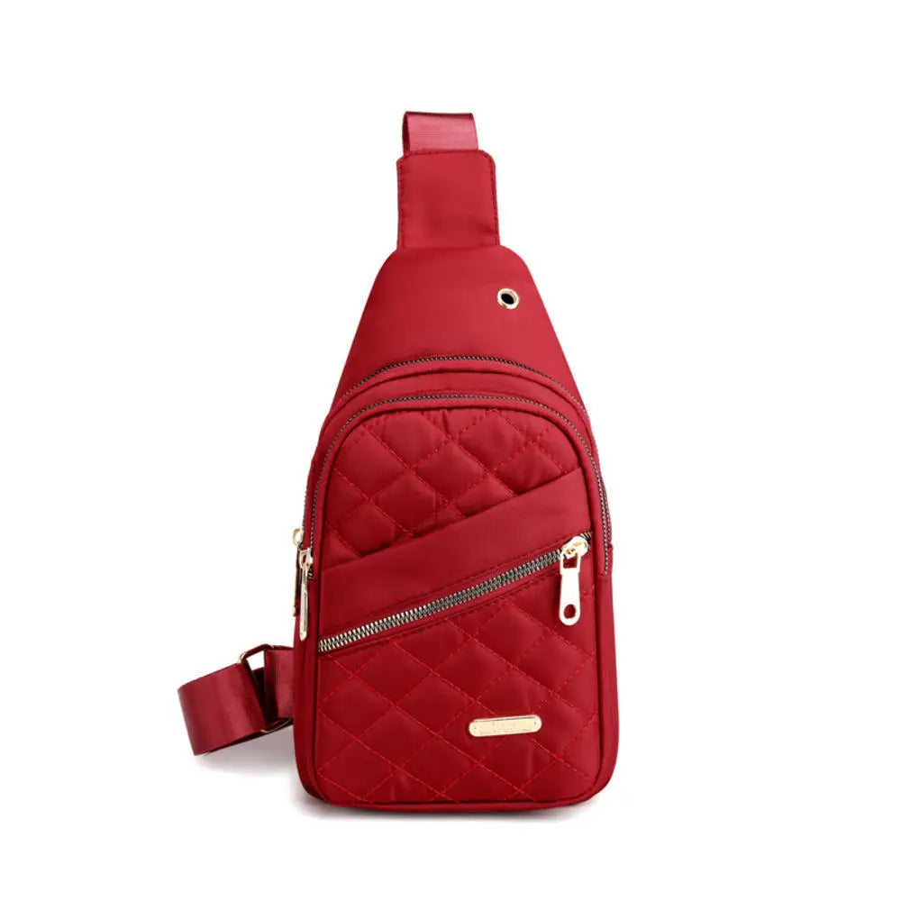 Women'S Embroidery Rhombus Chest Bag Multi-Layer Large-Capacity Single-Shoulder Diagonal Bag Casual Rhombus Chest Handbag 2024