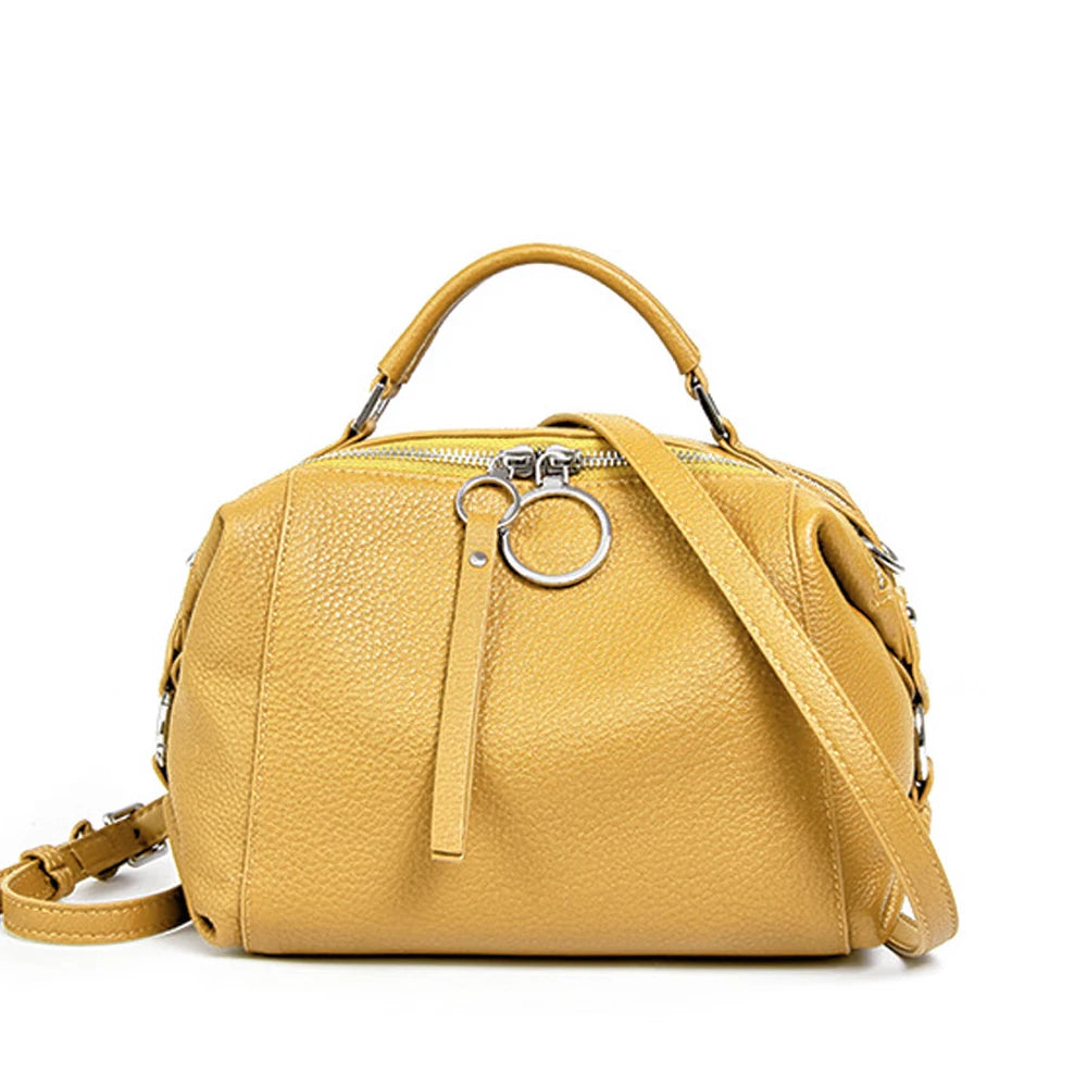 Women'S Handbag Genuine Leather Cowhide Cross Body Bags Ladies Shoulder Top Handle Satchel Trendy 2025 Boston Bags Shopper