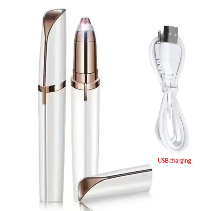 Electric Eyebrow Trimmer Mini Epilator Lipstick Facial Hair Removal Portable Women Painless Razor Tool