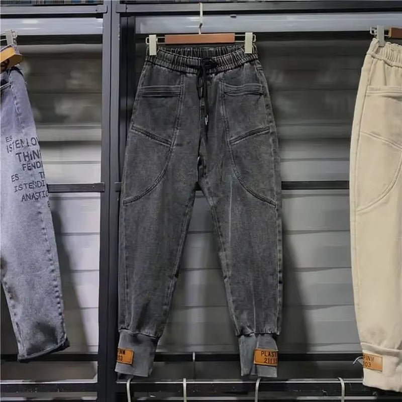 Woman Jeans Pants Denim Women'S Elastic High Waist Loose Radish Ankle-Tied Baggy Pants Casual Pants Pantalones Vaqueros Mujer