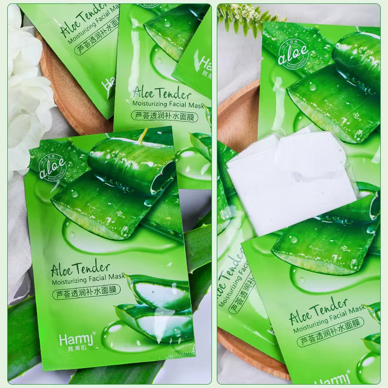 30Pcs Natural Aloe Vera Gel Face Mask Remove Acne Control Oil Depth Replenishment Moisturizing Wrapped Mask Shrink Pores
