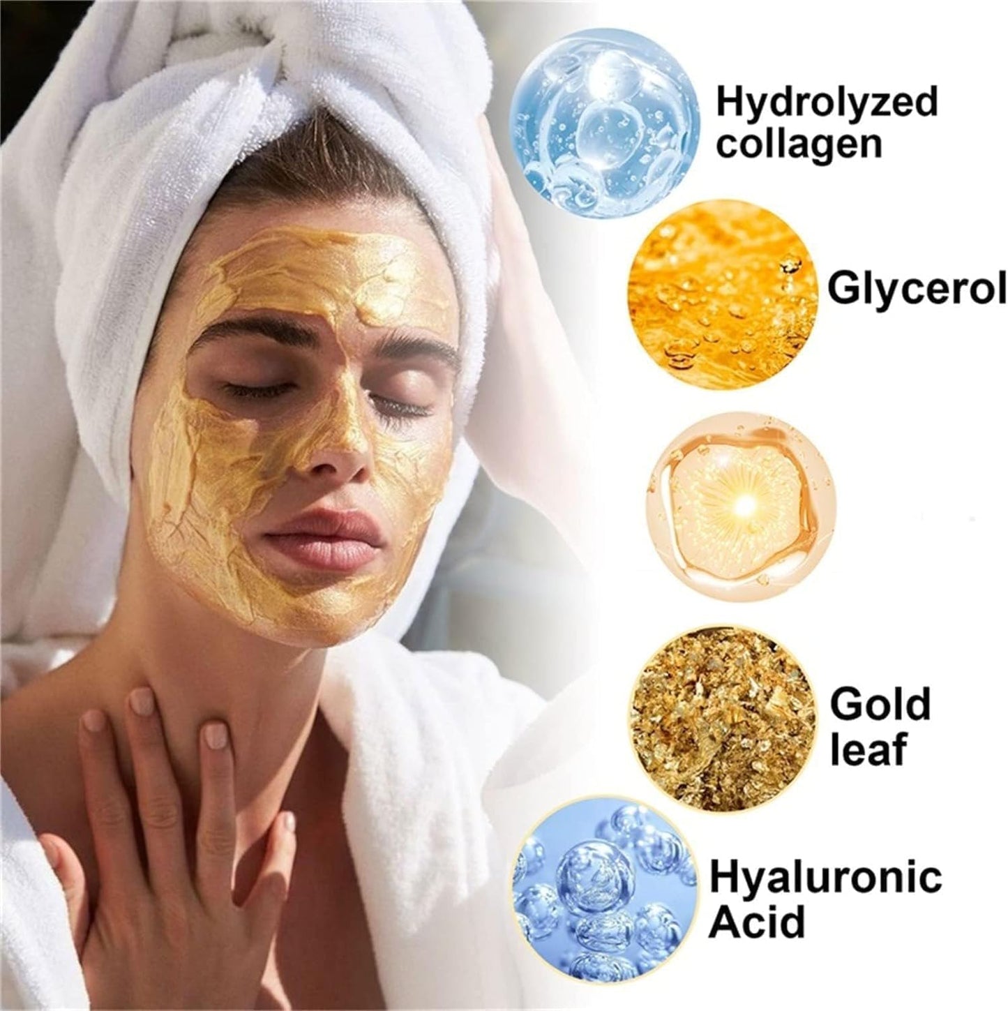 2Pcs Huasurv Gold Mask,Chinese Golden Peel off Mask,Retinol Snake Venom Gold Mask,Gold Foil Peel off Anti-Wrinkle Face Mask for Reduces Blackheads Cleans Pores