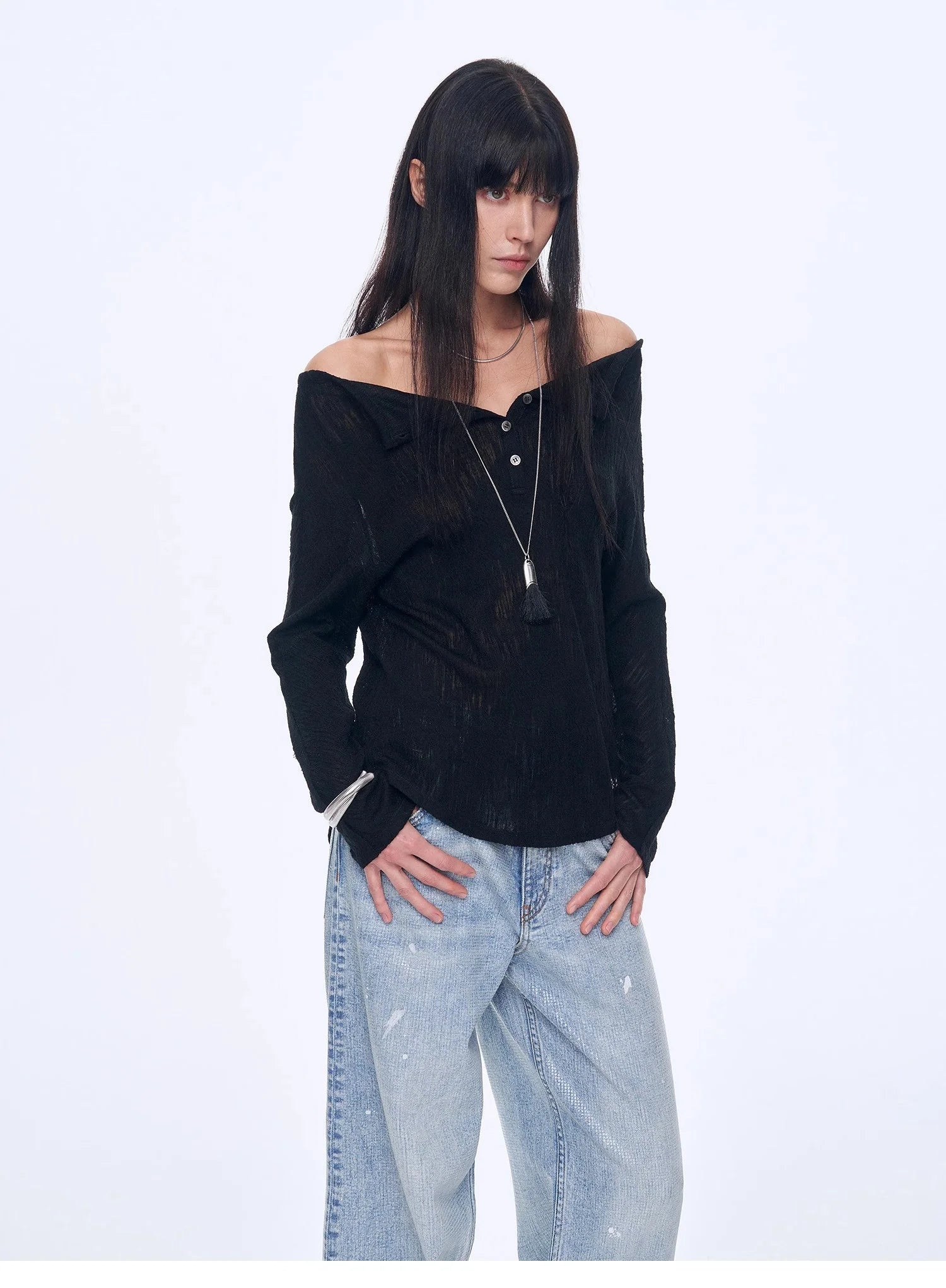 "Fashion Law" Casual One-Shoulder Raglan Sleeve T-Shirt Top