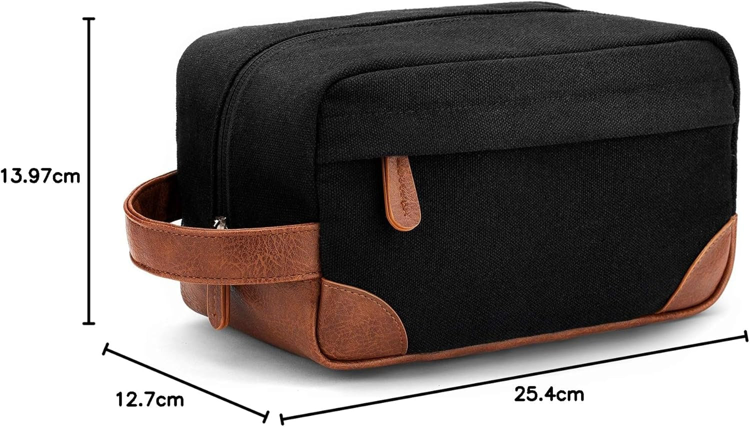 Travel Toiletry Bag - Hanging Toiletry Bag for Men Water Resistant Canvas Shaving Bag for Travel, Black, Medium