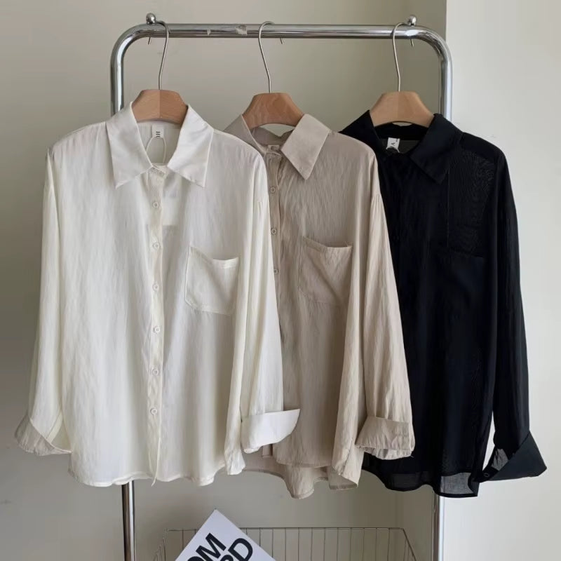 Lazy Korean Casual Polo Collar Sun Protection Shirt with Stacked Short Suspender Vest Shorts Three Piece Set for Woman
