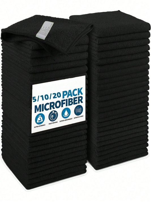 HYER KITCHEN 5/10/20Pcs Black Cleaning Dish Cloth Towel Set, Super Soft & Quick Dry