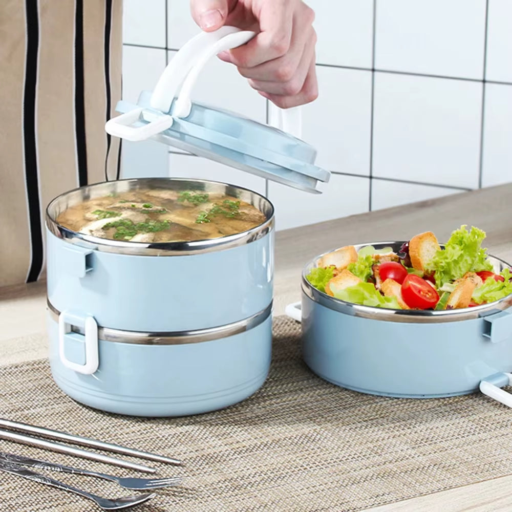 1/3Layer Portable Stainless Steel Thermal Lunch Box Multi-Purpose Microwave Bento Box with Lids Leakproof Food Container Box