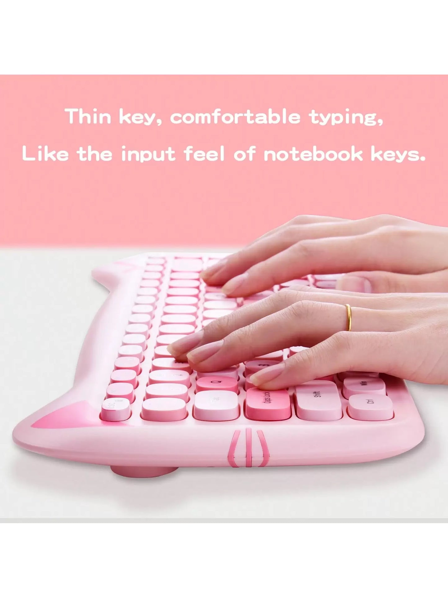 MOFII Mofii Skyscraper Cat Wireless Keyboard and Mouse Set, Colorful Cute Design for Girls, Compatible with PC and Laptop