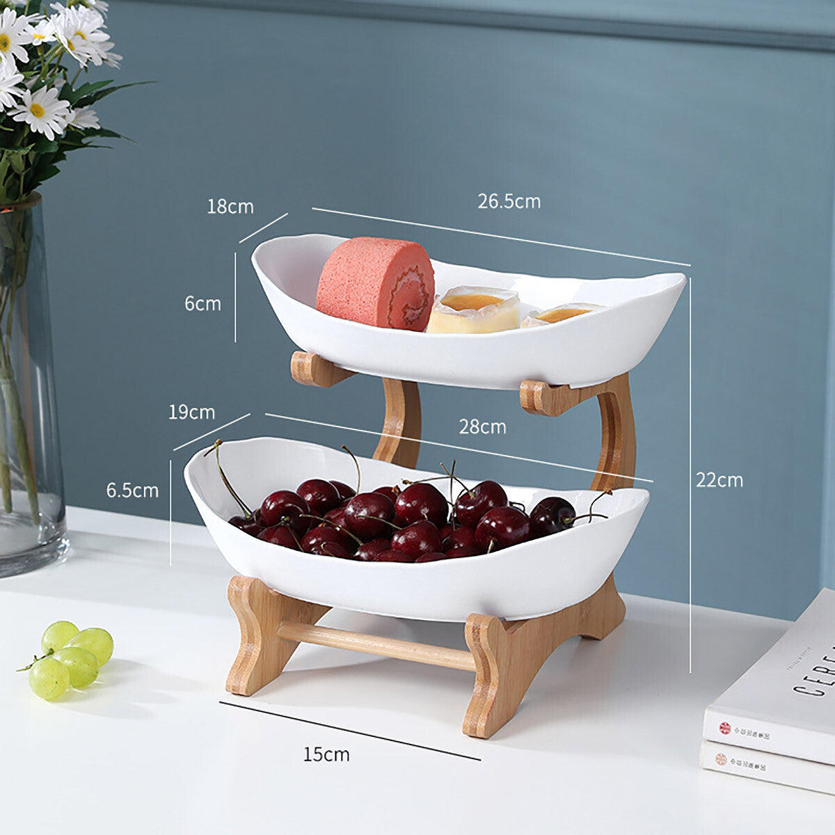 Modern Multi Layer Bamboo Fruit Snack Plate Rack Creative Storage Plate Holder